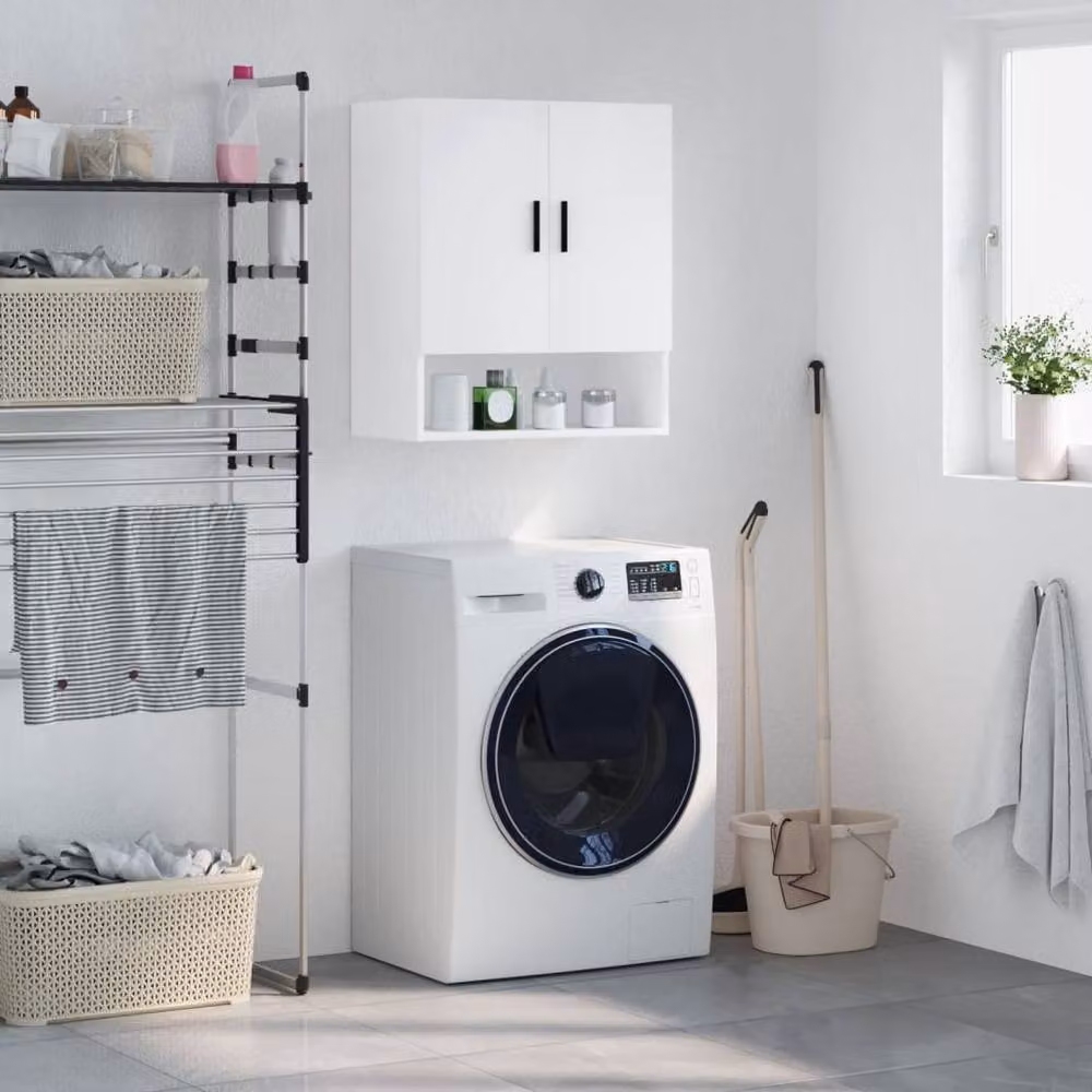Berkfield Home Wall Mounted White Cabinet with Hinged Doors and Internal Shelves, W/D/H: 60 x 31 x 70 cm – 2