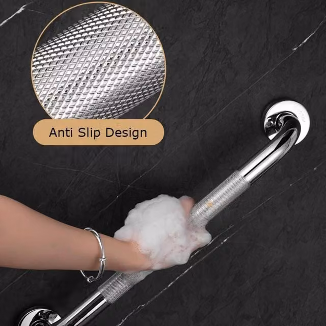 VOGREX Anti Slip Stainless Steel Safety Grab Bar for Bathroom and Toilet, Silver, Length: 30 cm