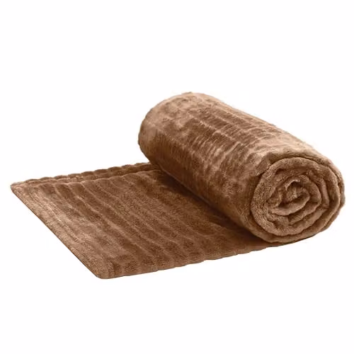 Eldo Soft Fleece Blanket in Brown, Machine Washable Polyester, W/D/H: 127 x 152 cm – 2