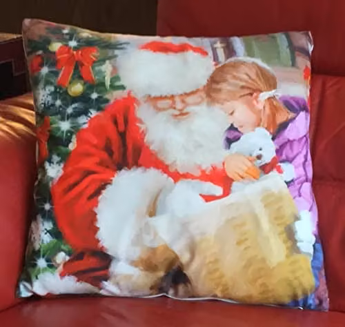 Luxor Living Red Velvet Christmas Decorative Square Cushion with Removable Cover, W/D/H: 45 x 45 x 45 cm – 1