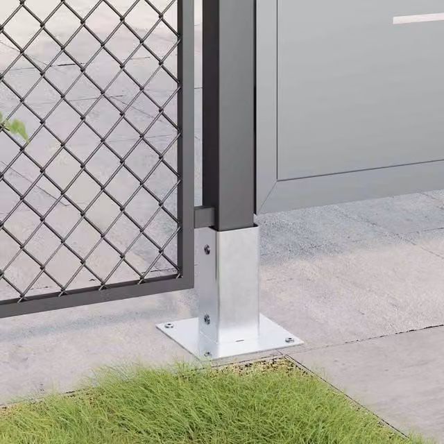 Berkfield Home Square Post Bases, 12 Pack, Silver Galvanised Steel, 71 x 71 mm – 1