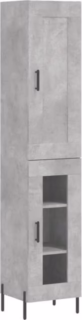 Berkfield Home Highboard in Concrete Grey, W/D/H: 34.0 x 34.5 x 180 cm – 1