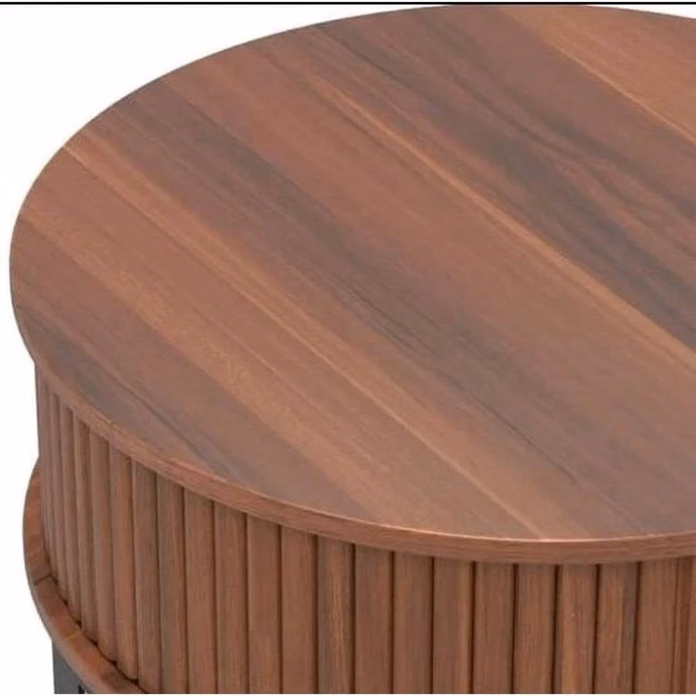 KORVIXA 2-Tier Round Wood Coffee Table in Brown, Diameter: 100 cm – 5