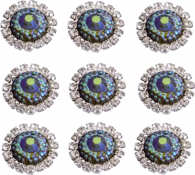 Syntego Pack of 10 Blue Sparkling AB Resin and Diamante Embellishments