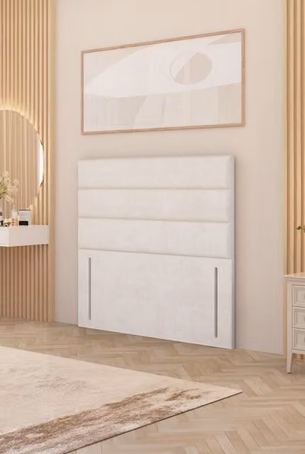 Somnior Chambery King Size Floor Standing Divan Headboard in Ivory Plush Velvet
