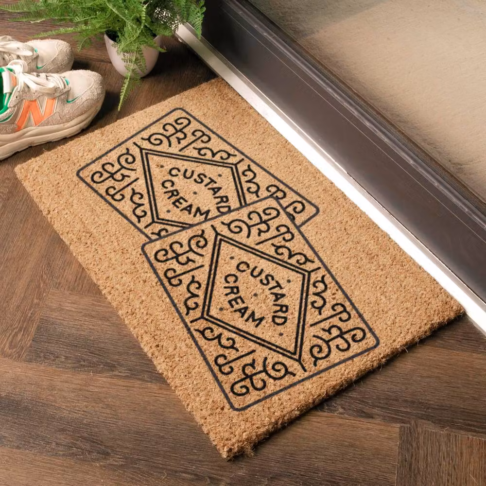 Artsy Mats Two Custard Creams Coir Doormat, Brown, W: 60 cm, D: 40 cm – 2