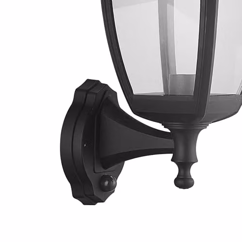 CGC Lighting Black Outdoor Wall Lantern with PIR Motion Sensor and Transparent Diffuser, IP44 Weatherproof Classic Design – 3