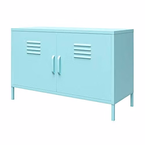 DHP Furniture Cache Metal Locker Accent Cabinet with 2 Hinged Doors, Green/Turquoise, W/D/H: 40.0 x 40.0 x 100.0 cm
