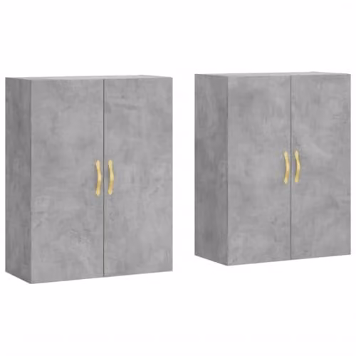 vidaXL Set of 2 Wall Mounted Cabinets in Grey, W/D/H: 69.5 x 34 x 90 cm