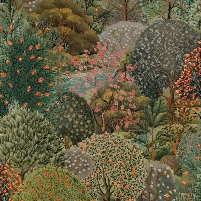 Holden Decor Tree Tapestry Woodland Floral Forest Flowers Wallpaper in Green and Multicolour