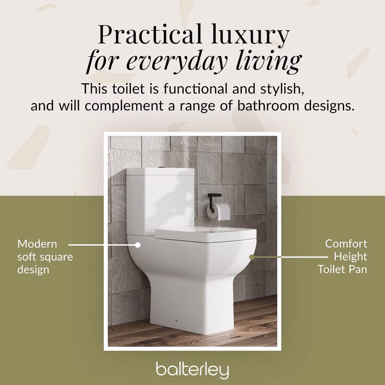 Balterley Comfort Height Ceramic Toilet Pan, Cistern and Soft Close Seat, White, W/D/H: 37.5 x 83.6 x 61 cm – 3