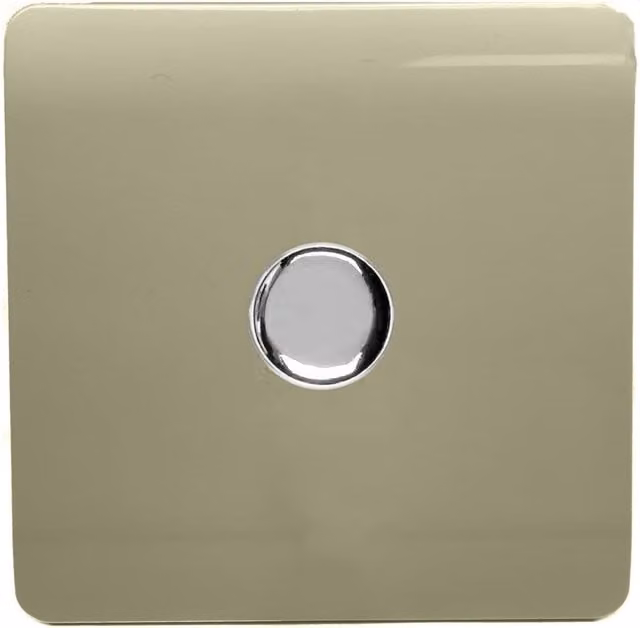 Trendi 1 Gang 2 Way 100w LED Dimmer Screwless 10 Amp Light Switch in Champagne Gold
