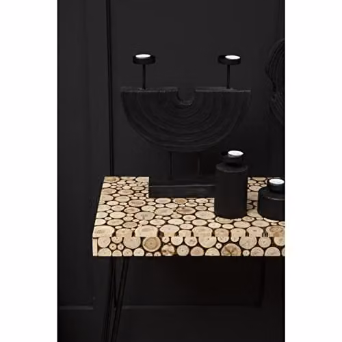Premier Housewares Large Minimalist Wooden Candle Holder, Black, W: 8 cm, D: 8 cm, H: 16 cm – 3