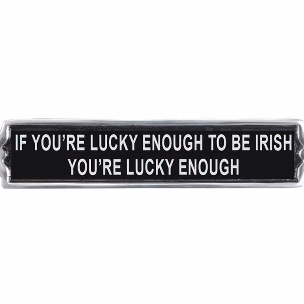 Minster If You're Lucky Enough Wall Plaque in Black Metal, W30 x H6 x D1 cm – 2