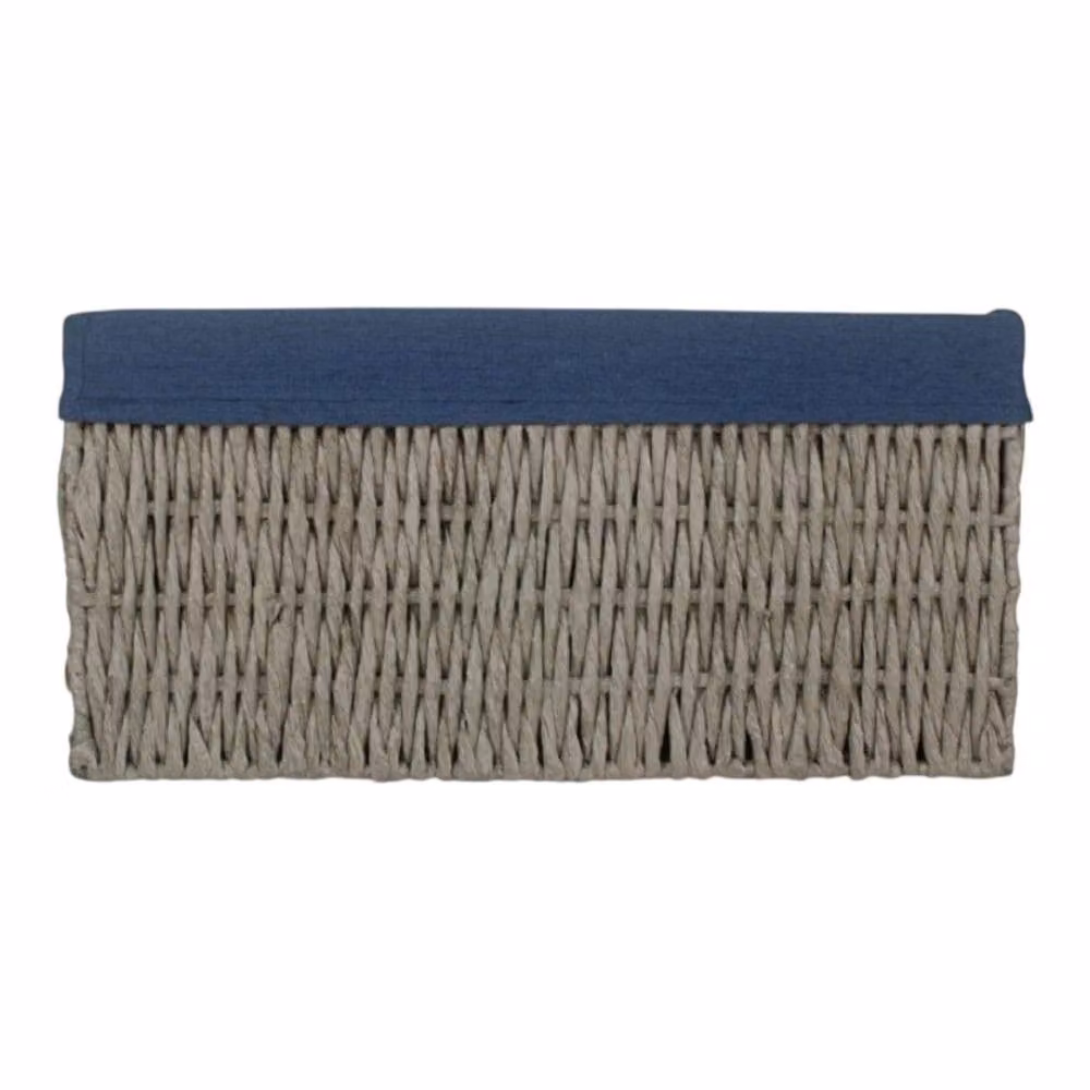 Red Hamper Paper Rope Storage Basket with Navy Blue Cotton Lining, Small – 2