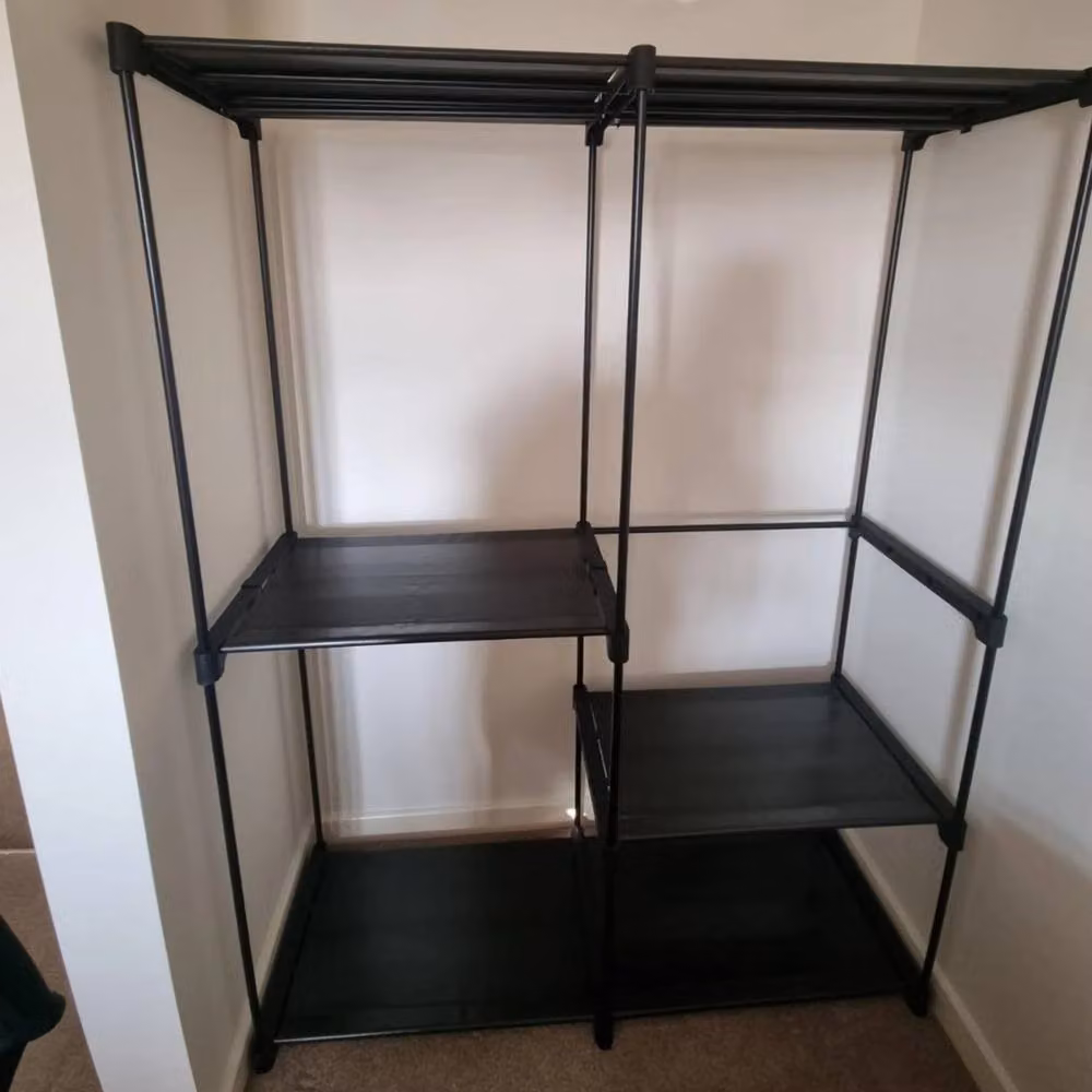 FORGEVIO Industrial Metal Open Wardrobe Clothes Rail Bedroom Storage Unit in Matt Black, W/D/H: 182 x 43 x 43 cm – 2