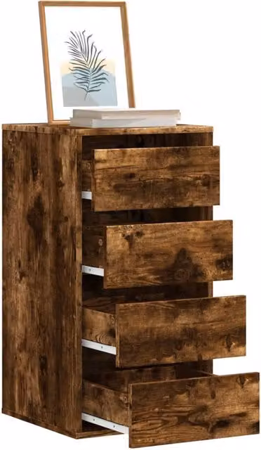 Berkfield Home Corner Chest of Drawers in Smoked Oak Brown, W/D/H: 40 x 41 x 76 cm