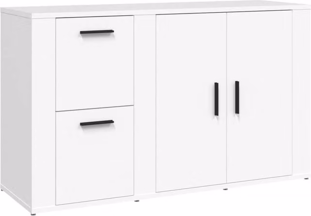 Berkfield Home Classic Sideboard in White, W/D/H: 100 x 33 x 59.5 cm