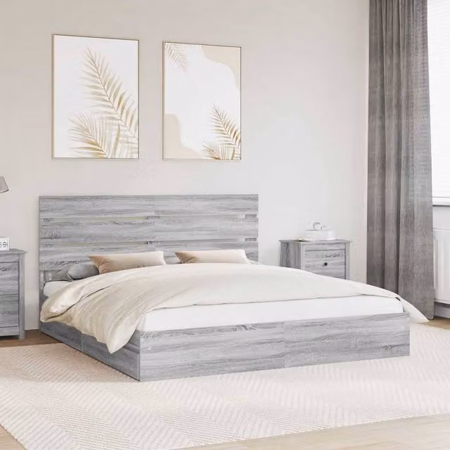 Berkfield Home Grey Sonoma Storage Bed with Drawers, W/D/H: 180 x 200 cm, Engineered Wood – 1
