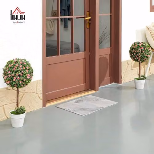 HOMCOM Set of 2 Pink Artificial Rose Ball Topiary Trees, Height: 60 cm – 2
