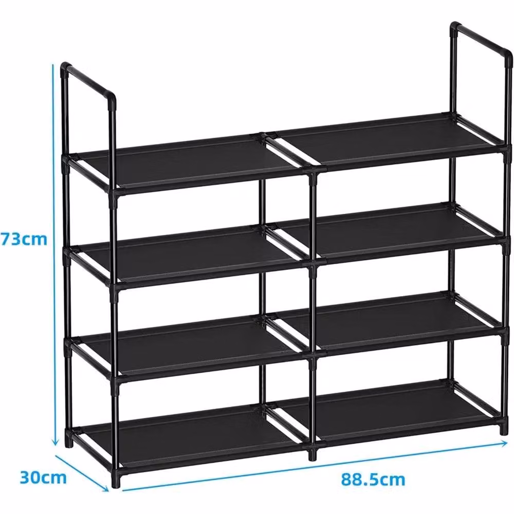 Nordara 2-Piece Metal Four-Layer Shoe Rack in Black, W/D/H: 88.5 x 30 x 73 cm – 2