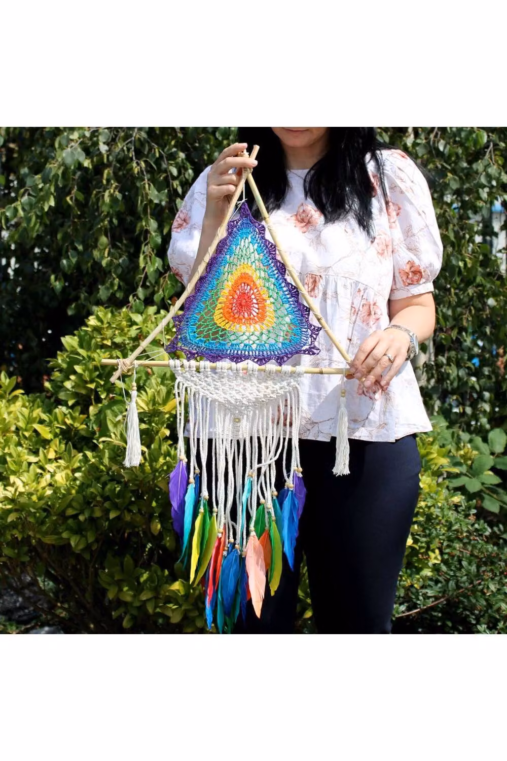 KDMD Bali Dreamcatcher Large Multi Pyramid Boho Geometric Textile Wall Decor in Multicolour – 3