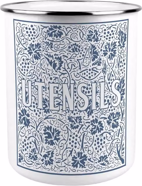 Purely Home Blue and White Ceramic Freestanding Kitchen Utensil Holder