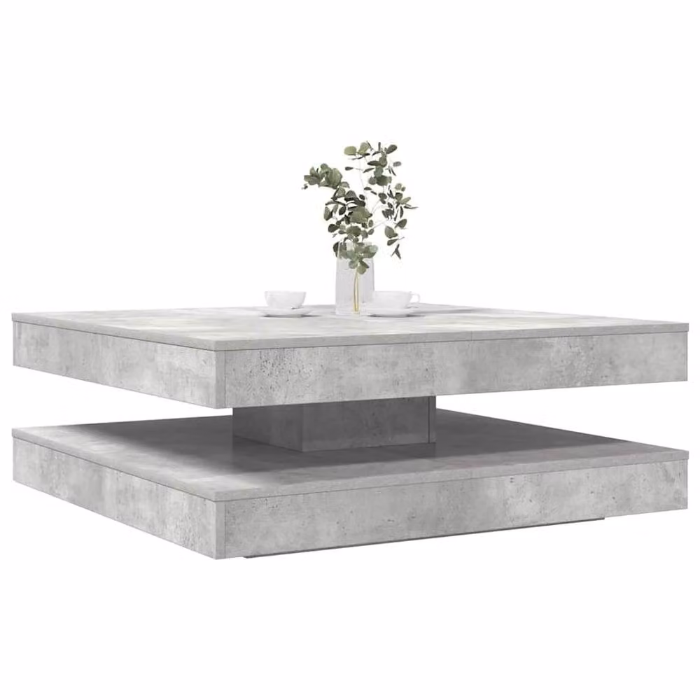 Berkfield Home Modern Square Coffee Table in Grey with 360-Degree Rotating Top, W/D/H: 90 x 90 x 34.5 cm – 2