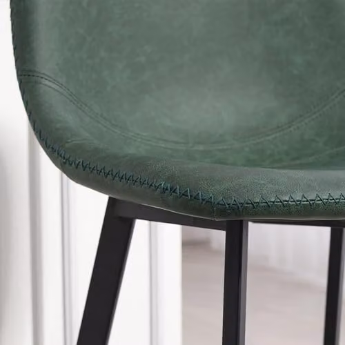 HOMCOM Set of 2 Green PU Leather Upholstered Bar Stools with Backrest – 5