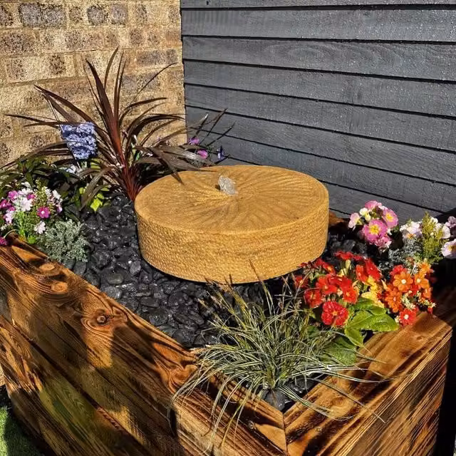 Tranquility Grey Granite Millstone Spring Stone Water Feature, Diameter: 50 cm