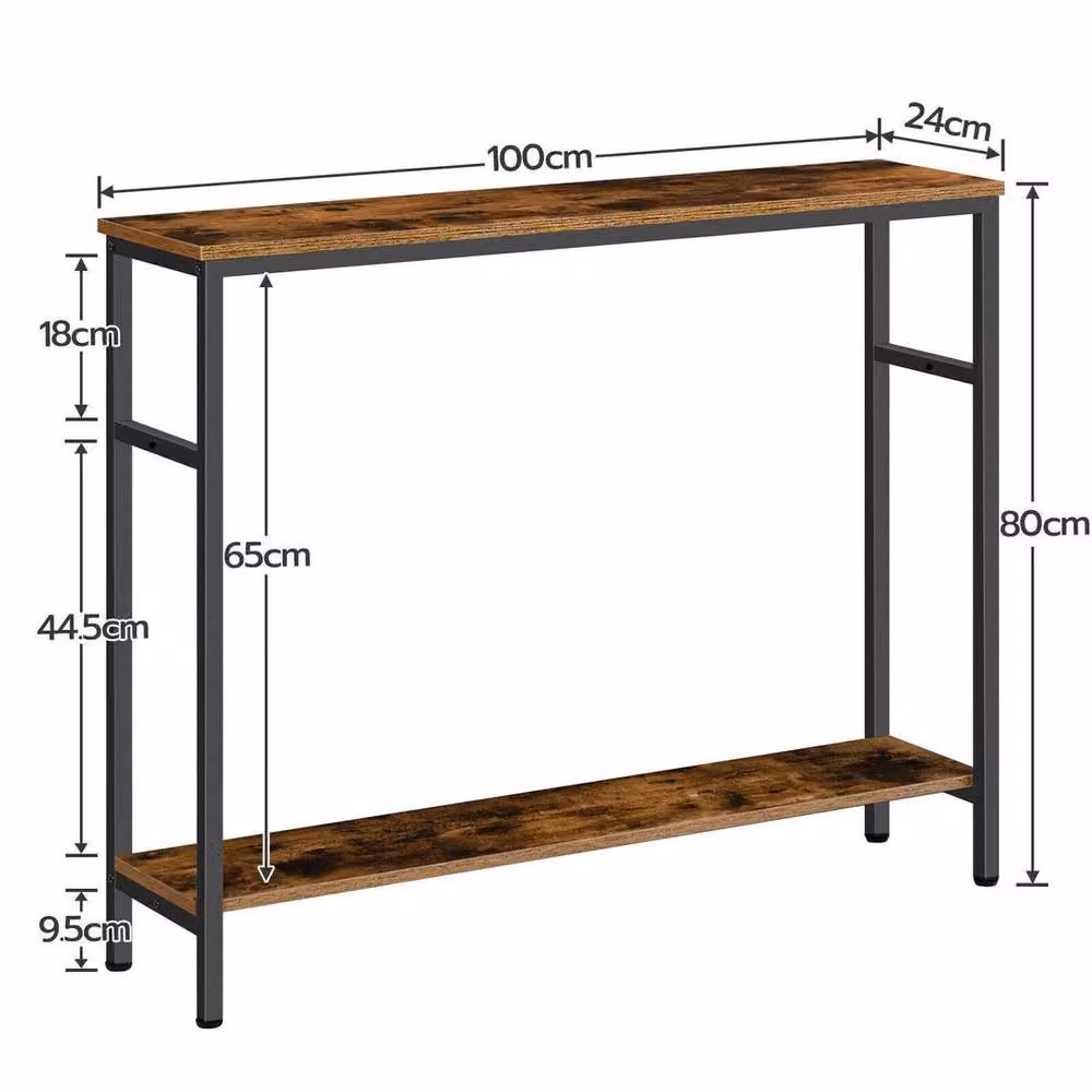 FORGEVIO Console Hallway Table with Adjustable Shelf, Brown, W/D/H: 100 x 24 x 80 cm – 2