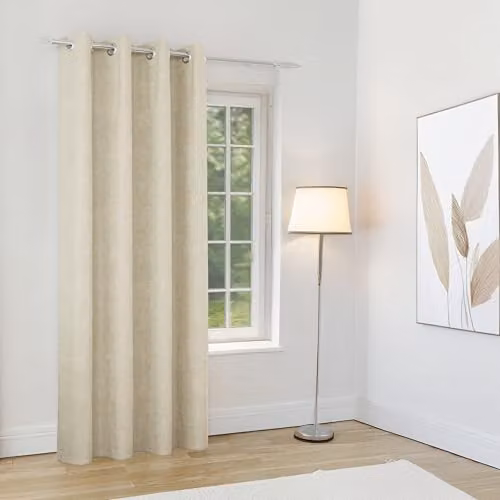 Enhanced Living Knightsbridge Single Door Blackout Curtain in Cream Chenille – 1