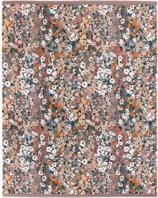 House of Hackney Hollyhocks Floral Wool Rug in Multicolour Prairie, W: 305 cm x D: 122 cm