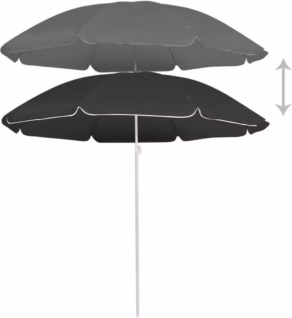 Berkfield Home Outdoor Parasol with Steel Pole in Black and Anthracite, Diameter: 180 cm
