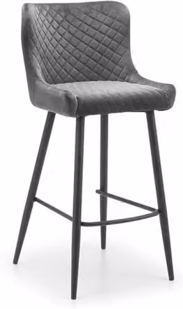 Julian Bowen Luxe Diamond Quilted Upholstered Bar Stool in Grey Velvet