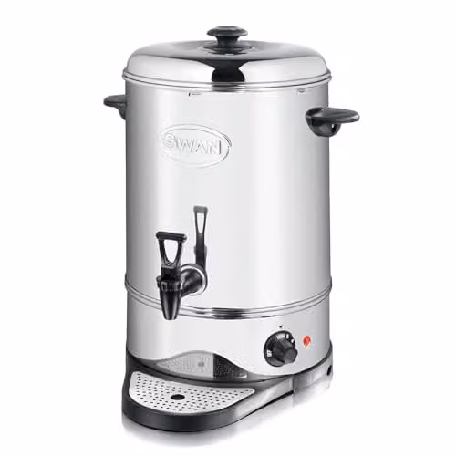 Swan SWU16L Catering Urn in Silver Stainless Steel with Automatic Temperature Control and Drip Tray, 16L, 2200W – 1