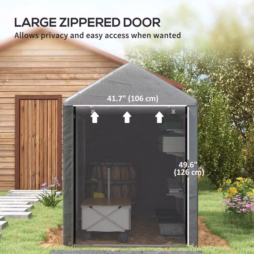 Kelvenix Portable Garden Storage Shed Tent, Grey, W: 120 cm, D: 180 cm, H: 180 cm – 2
