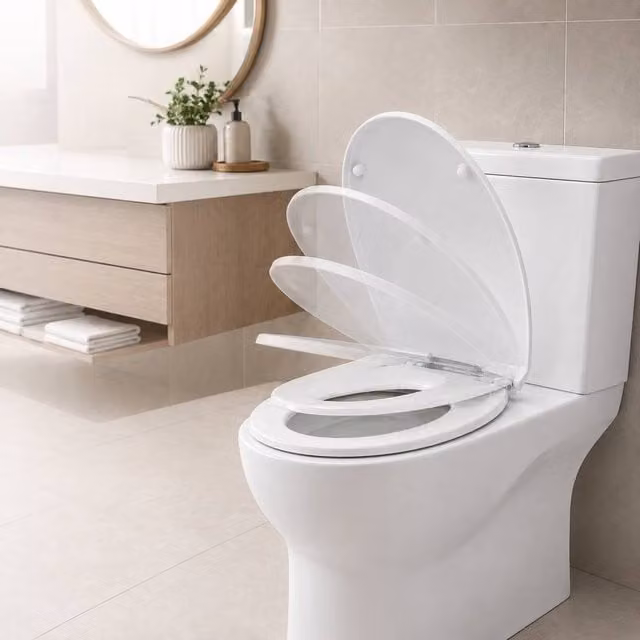 Futura Oval Soft Close Toilet Seat with Built-In Child Seat in White, 50 cm – 1