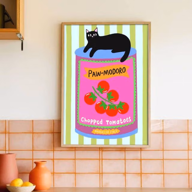 The Paper Tail Paw-modoro Cat Art Print, Multicolour, W: 14.8 cm, H: 21.0 cm