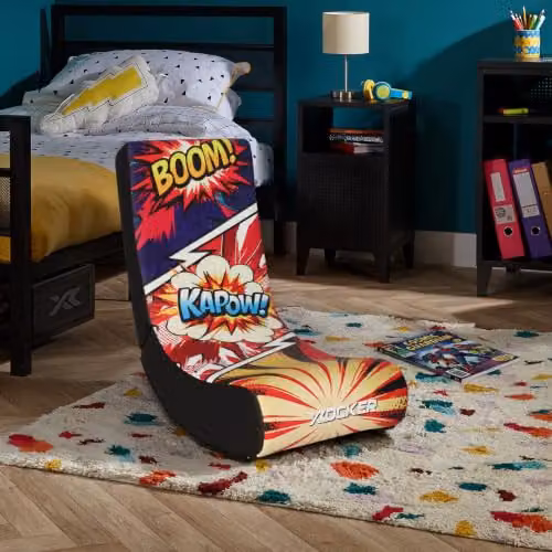 X Rocker Multicolour Abstract Fabric Gaming Floor Rocker Chair for Children – 2