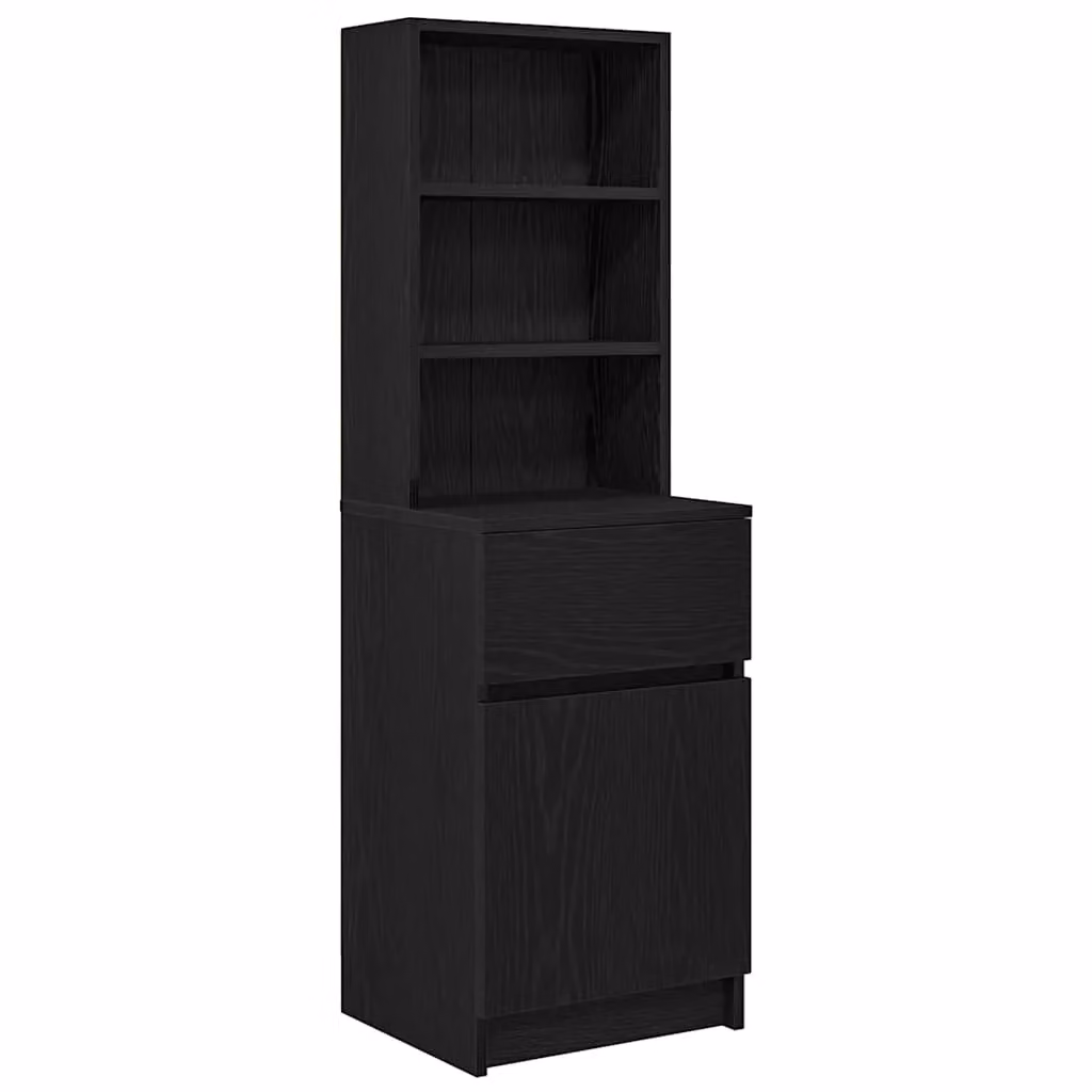 Berkfield Home Black Bedside Cabinet with Hinged Doors and Internal Shelves, W/D/H: 39 x 35 x 125 cm – 2
