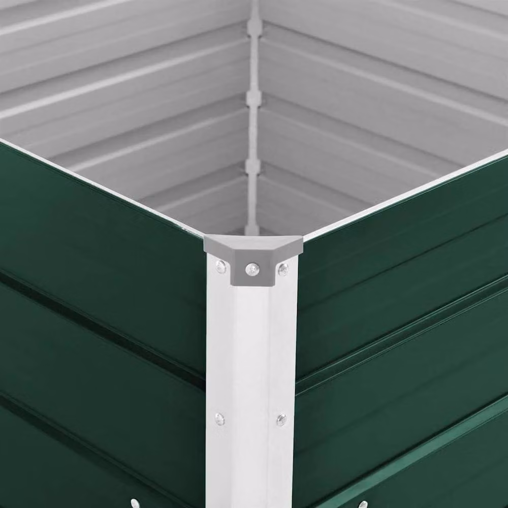 Berkfield Home Raised Garden Bed in Green Galvanised Steel, W/D/H: 100 x 100 x 77 cm – 4