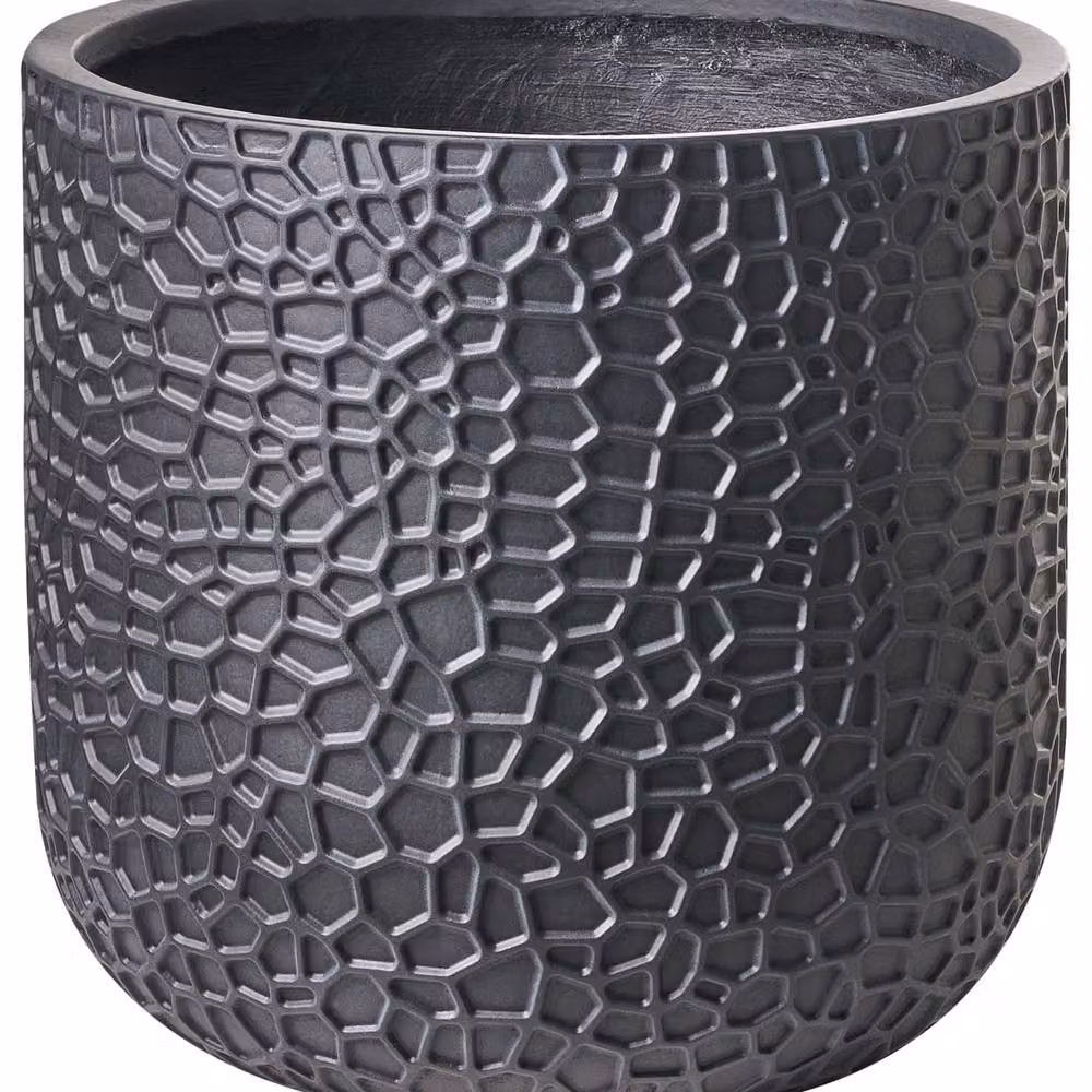 Wyld and Coco Black Round Fibre Clay Planter W: 43 cm, D: 43 cm, H: 42 cm – 2