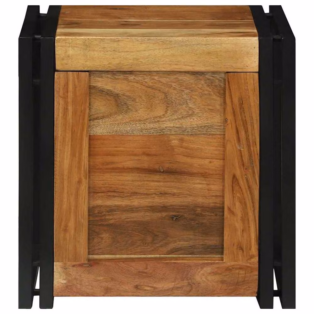 Berkfield Home Rustic Brown Acacia Wood and Metal Storage Chest W/D/H: 40 x 40 x 40 cm – 3