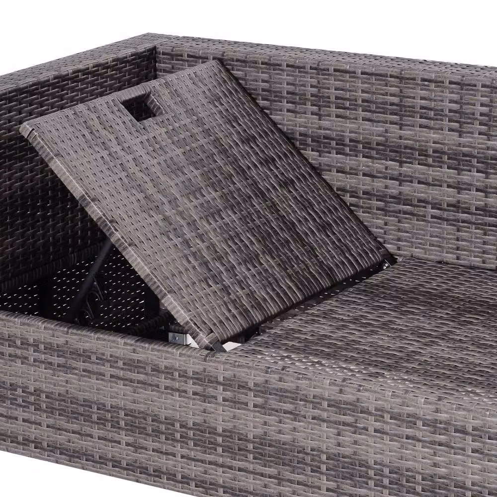 STILVORA 4-Seater Grey Sofa with Storage and Metal and Rattan Details – 6