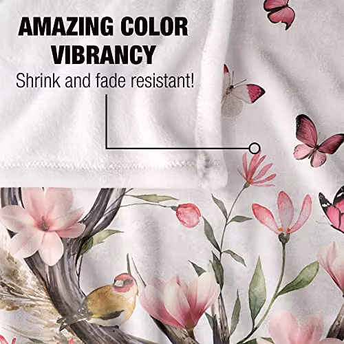 Reinders Floral Deer Silky Touch Super Soft White Fleece Throw Blanket W: 152 cm, D: 127 cm – 2