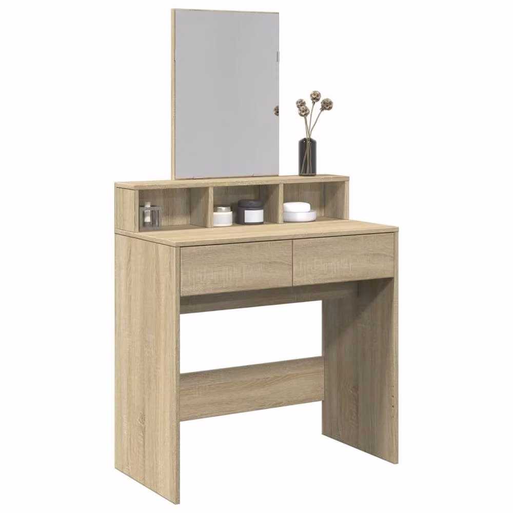 Berkfield Home Dressing Table with Mirror in Sonoma Oak Brown, W/D/H: 80 x 41 x 144.5 cm – 2