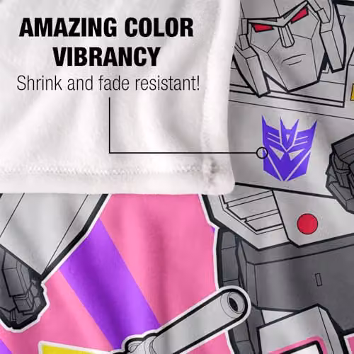 Hasbro Transformers Big Megatron Silky Touch Fleece Blanket, White and Multicolour, W/D/H: 152 x 127 cm – 3