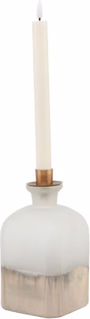 KDMK Classic Large Taper Candle Holder Vase in Grey and White Metal and Glass