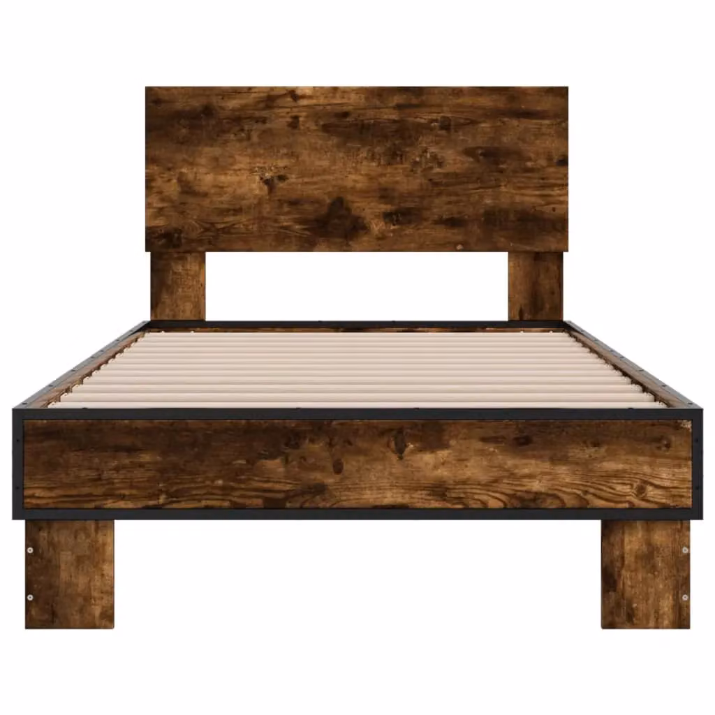 Berkfield Home Smoked Oak Bed Frame in Brown W/D/H: 90 x 200 cm – 3